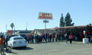 A line formed at Lou's Burgers in North Highlands