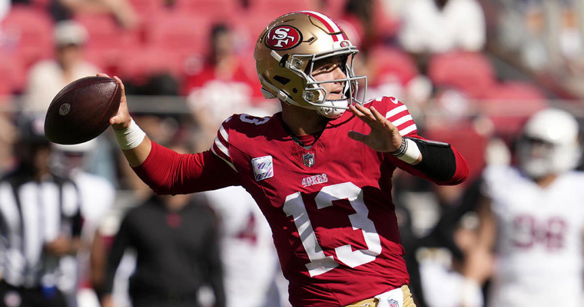 49ers quarterback Brock Purdy  passes against the Cardinals  Oct. 1, 2023. (AP File Photo/Godofredo A. Vásquez)