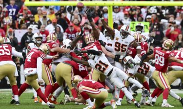 Quintin Morris celebrates after catching what would be the game-winning touchdown pass in the fourth against the Giants.