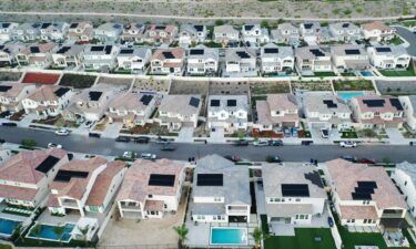 An aerial view of homes in a housing development on September 08