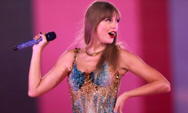 Taylor Swift is pictured performing the 'Eras Tour' at SoFi Stadium in Los Angeles in August. Swift filled a “blank space” on the red carpet of the “Taylor Swift: The Eras Tour Concert Film” premiere in Los Angeles on October 11.