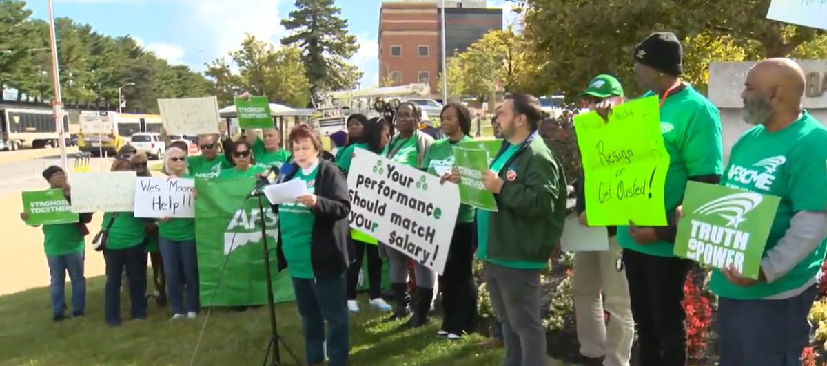 <i></i><br/>Dozens of disgruntled employees and students are demanding change on the campus of Baltimore City Community College. They made their concerns clear during a protest.