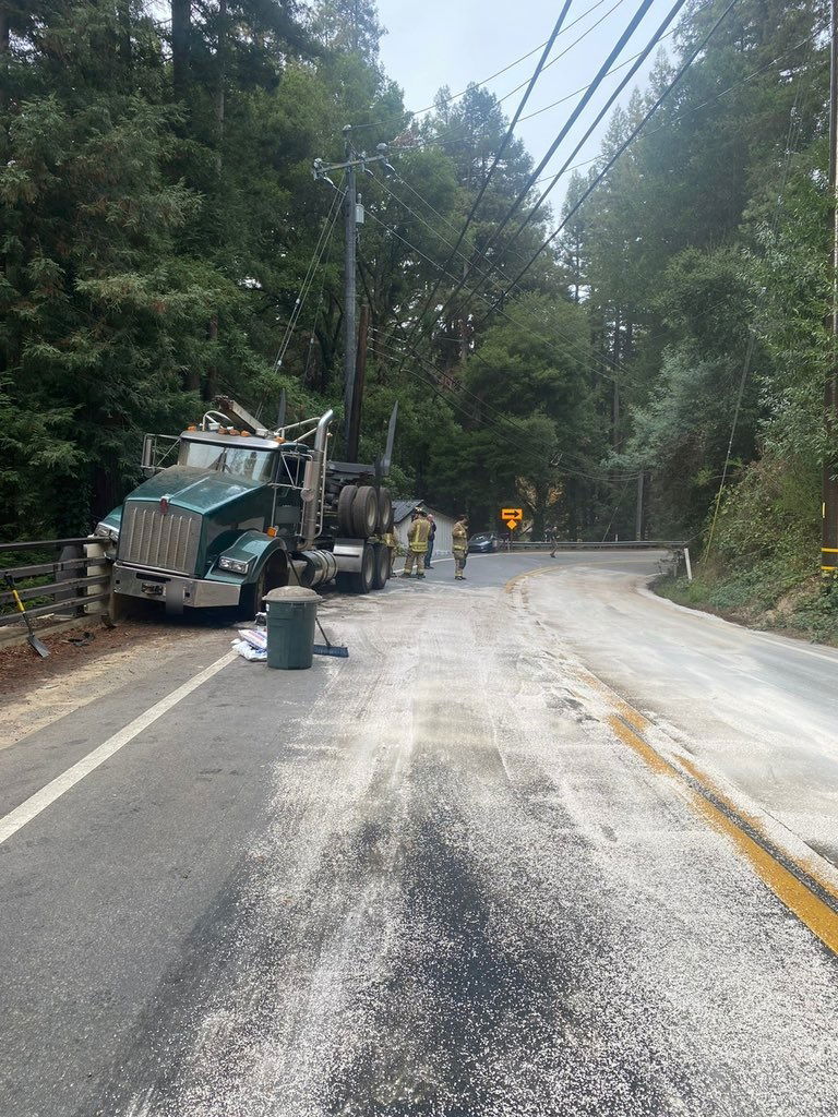 Highway 9 at Spring Creek down to one lane after semi truck