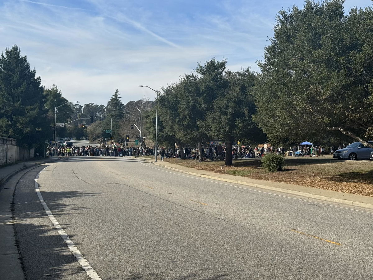 Santa Cruz Police said that UC Santa Cruz students are protesting on Bay Street.