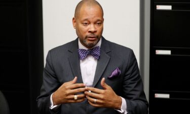 Nevada Attorney General Aaron Ford gestures during an interview in Las Vegas in 2018. Nevada’s attorney general is investigating individuals who acted as fake electors in the state following the 2020 election