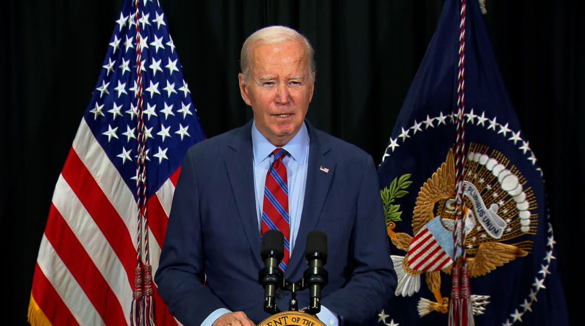 <i>Pool</i><br/>President Joe Biden delivers remarks in Nantucket