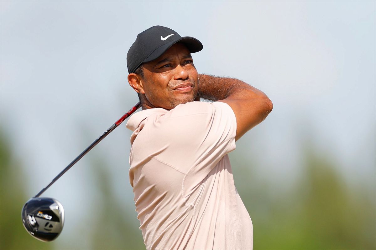 <i>Mike Ehrmann/Getty Images</i><br/>Tiger Woods of the United States plays his shot from the fourth tee during the first round of the Hero World Challenge at Albany Golf Course on November 30 in Nassau