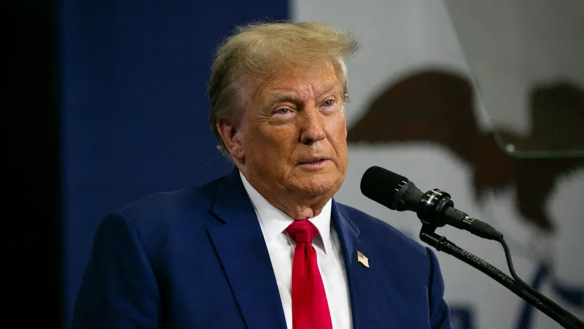 Former President Donald Trump speaks to a crowd of supporters at the Fort Dodge Senior High School on November 18, 2023 in Fort Dodge, Iowa.