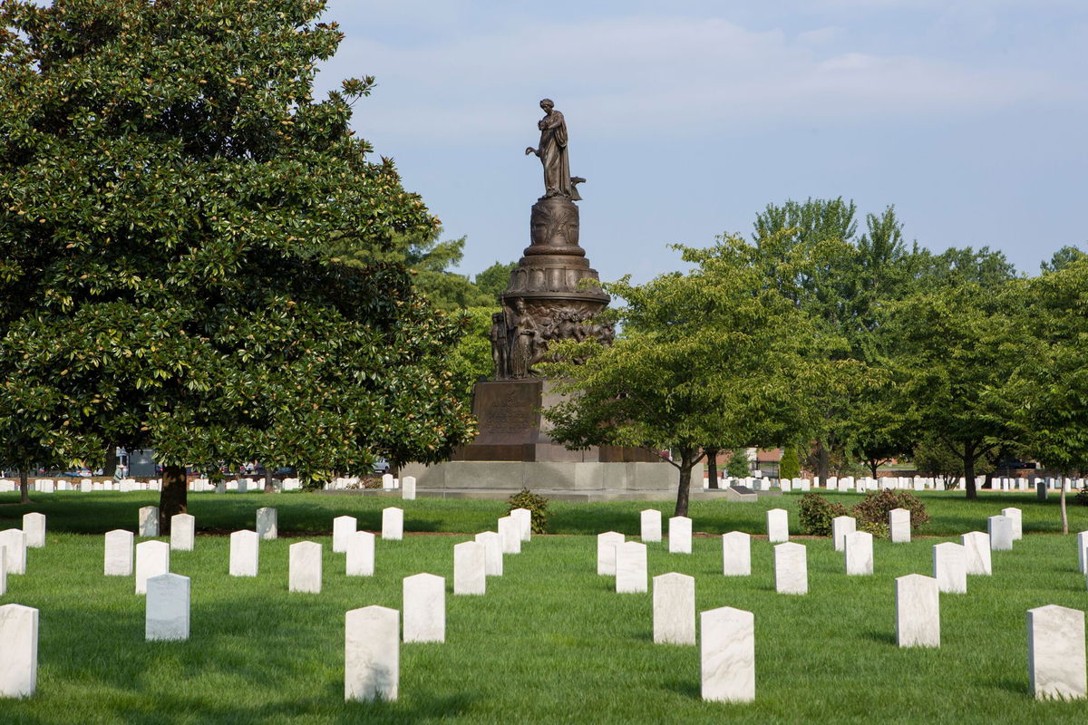 <i>Calla Kessler/The Washington Post/Getty Images</i><br/>The Confederate Memorial at Arlington National Cemetery is set to be removed this week.