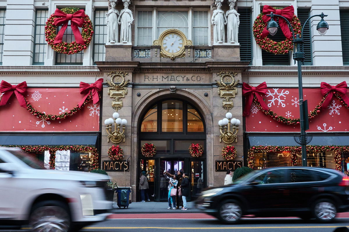 <i>Bing Guan/Bloomberg/Getty Images</i><br/>The Macy's flagship store in the Herald Square area of New York. Shares of the stock are up sharply on a report of a $5.8 billion offer for the company.