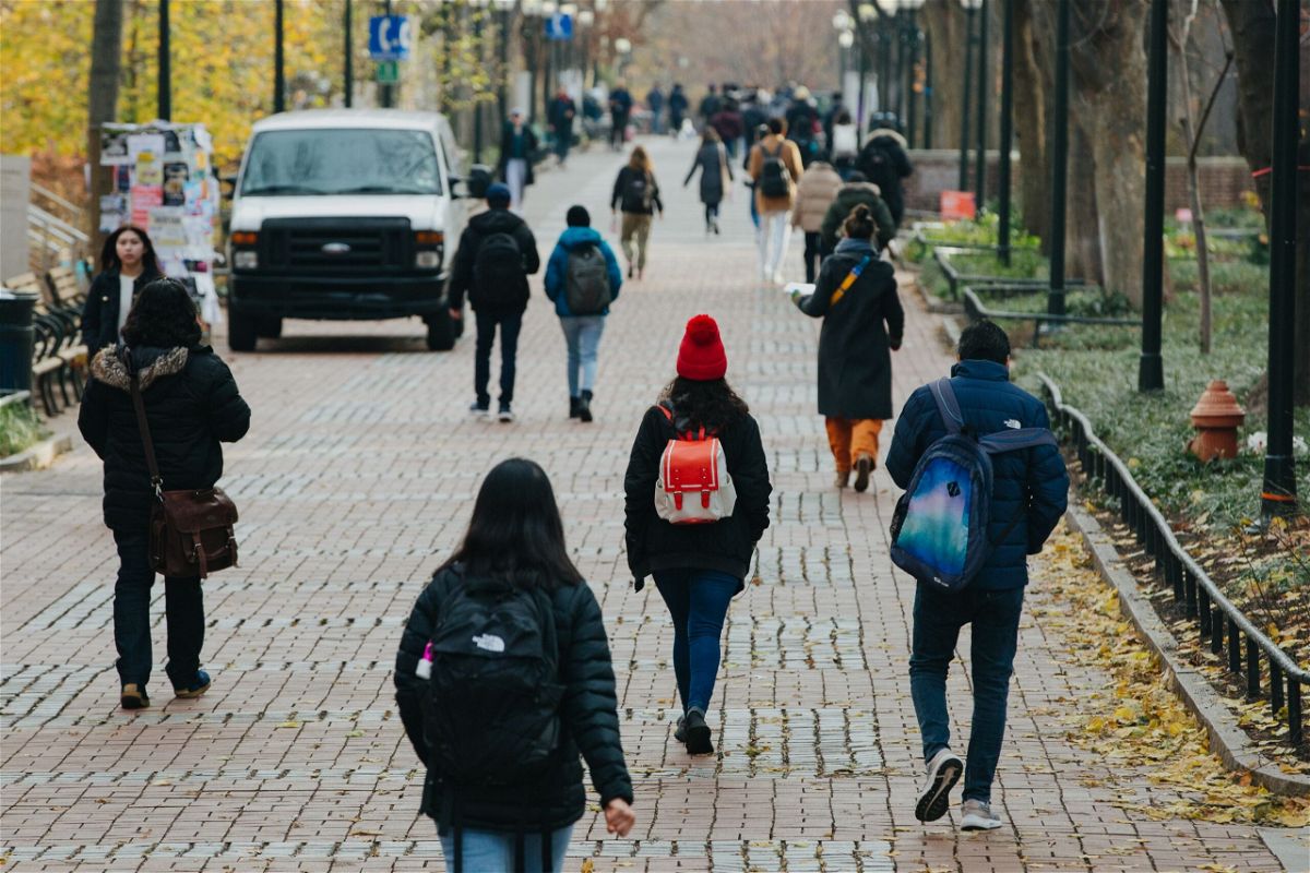 	Students on the University of Pennsylvania campus in Philadelphia on December 8.