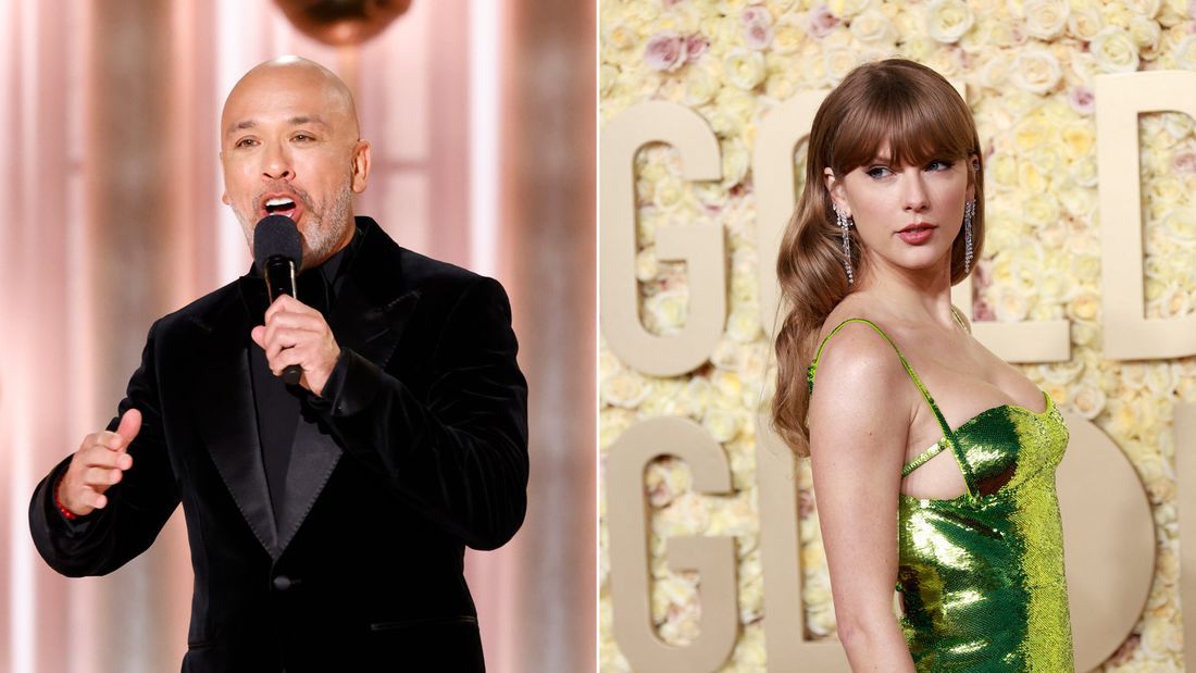 <i>Sonja Flemming/CBS/Michael Tran/AFP/Getty Images</i><br/>Jo Koy (left) and Taylor Swift (right) at the 81st Annual Golden Globe Awards at The Beverly Hilton hotel in Beverly Hills