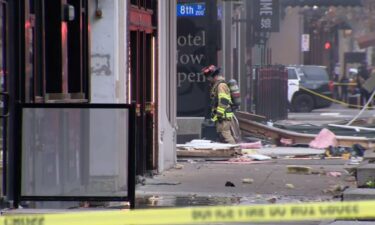 First responders are seen at the site of an explosion in downtown Fort Worth