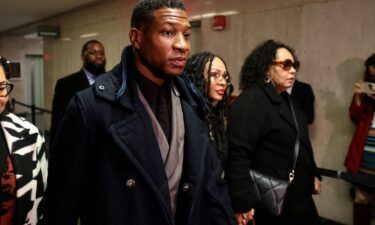 Jonathan Majors arriving at court in New York on  December 18