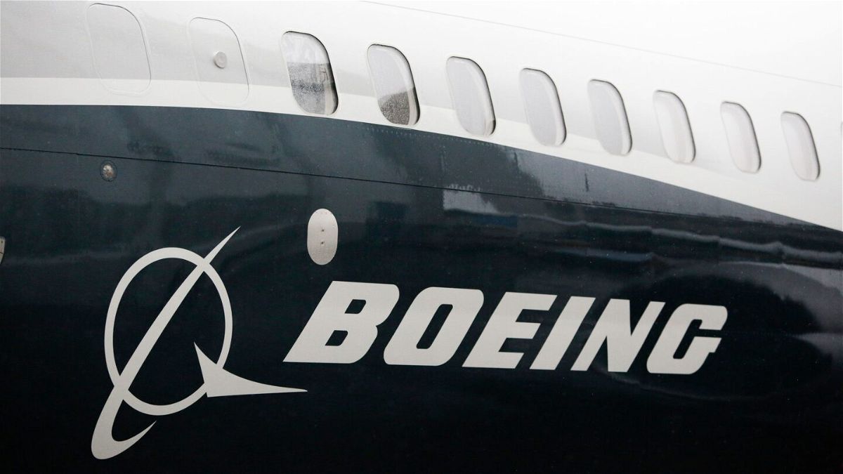 <i>Jason Redmond/AFP via Getty Images</i><br/>The Boeing logo on the first Boeing 737 MAX 9 airplane.