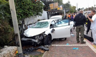 Israeli security officials are seen here responding to an attack in the Israeli City of Raanana on January 15.