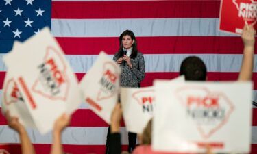 Nikki Haley speaks at a rally on January 28