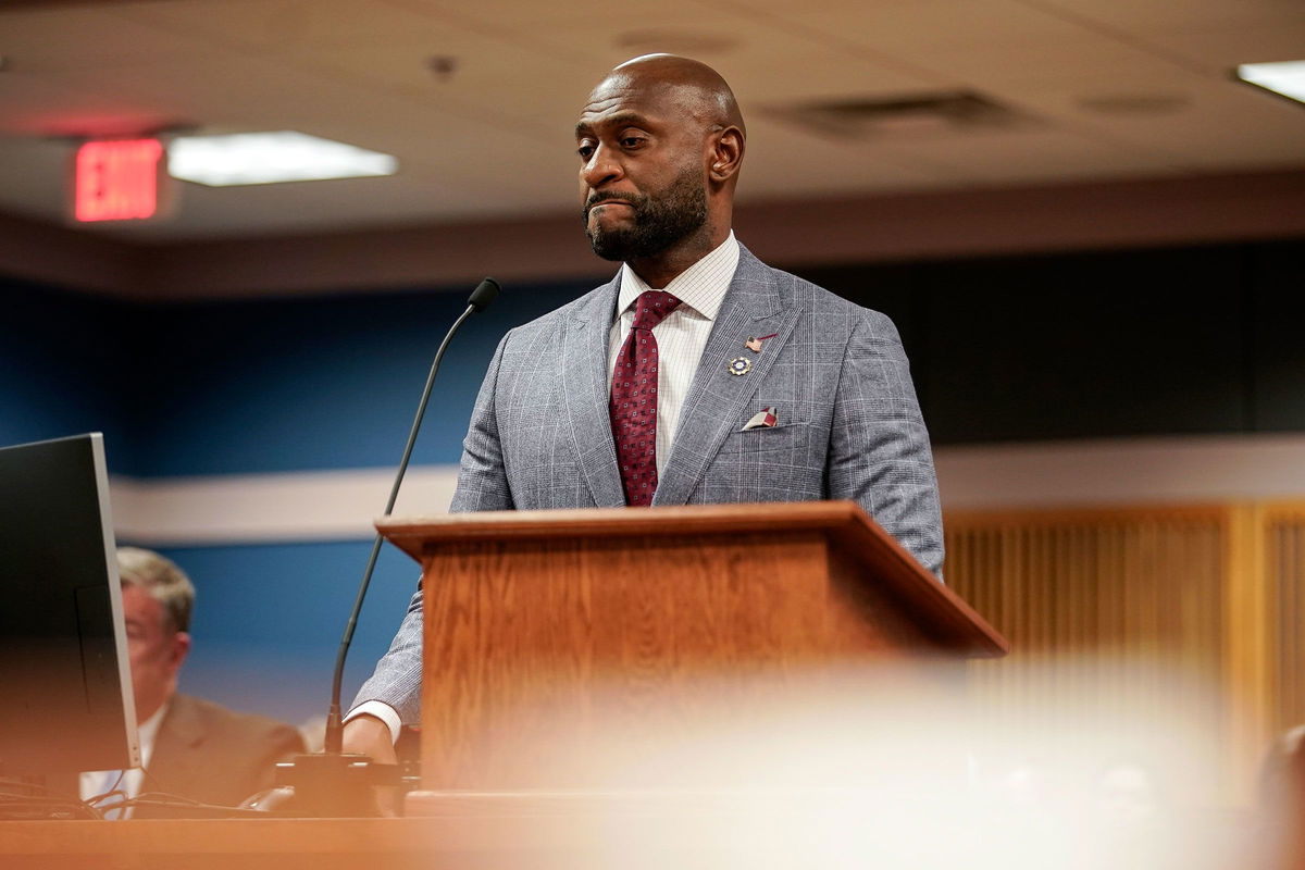 <i>Elijah Nouvelage/Pool/Getty Images</i><br/>Special prosecutor Nathan Wade speaks during a motions hearing for former President Donald Trump's election interference case at the Lewis R. Slaton Courthouse on January 12