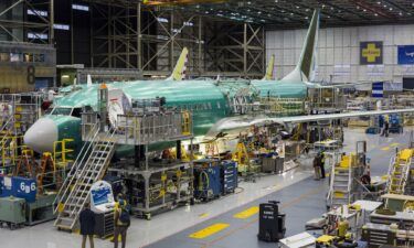 The Boeing 737 Max airplane on the production line at the company's manufacturing facility in Renton