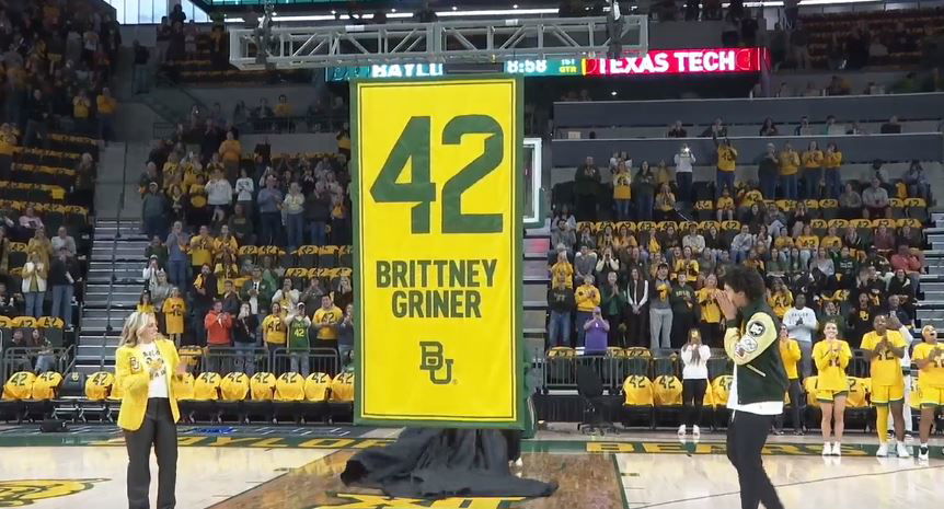 <i>KXXV</i><br/>History has been made. Brittney Griner was forever immortalized as the Bears retired Griner's jersey.