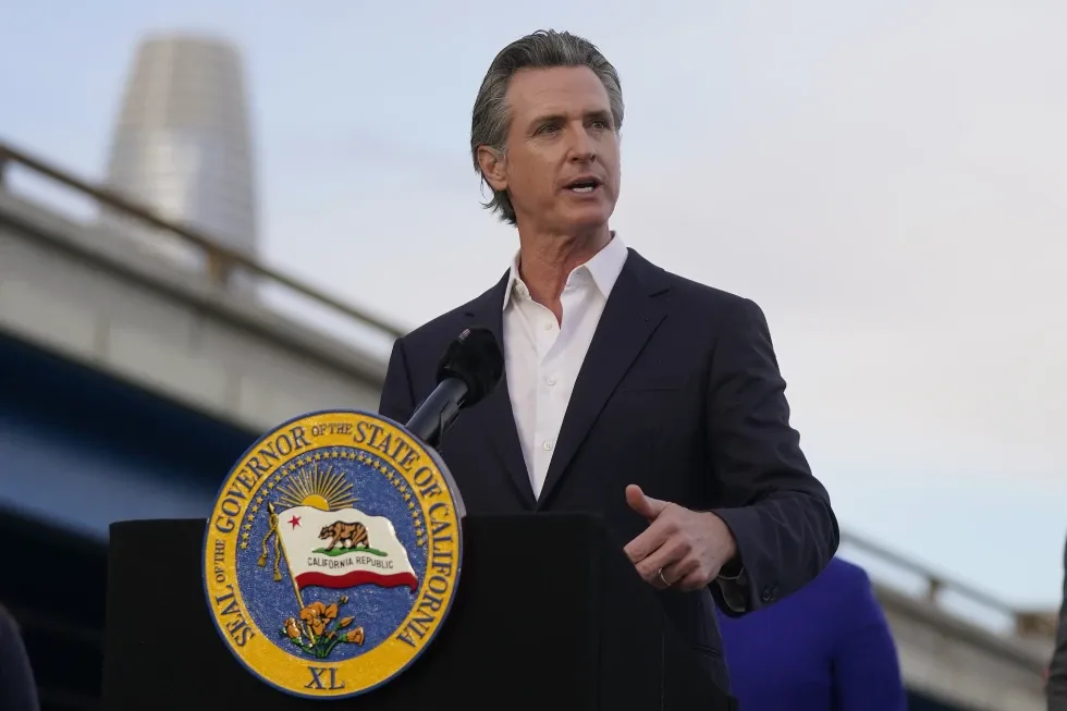 File- California Gov. Gavin Newsom speaks during a Clean California Event on Nov. 9 2023. 