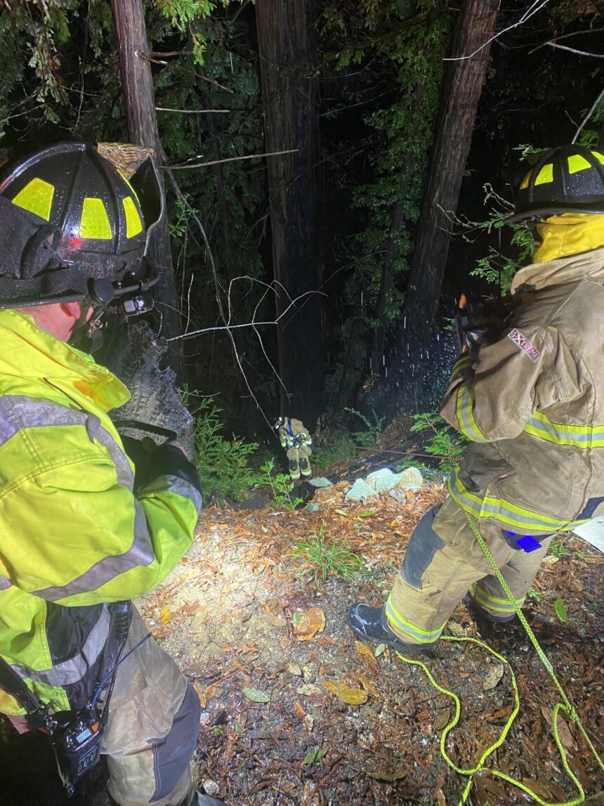 Firefighters Rescues Driver After Car Goes Down Embankment In Felton 