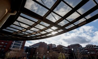 The sun shines through an awning at The University of Alabama at Birmingham Women's and Infant Center in Birmingham