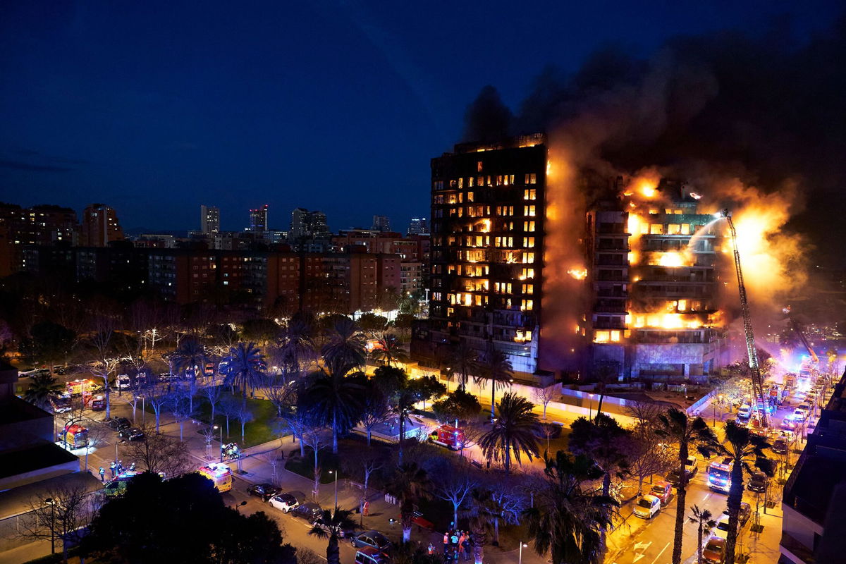 <i>Manuel Queimadelos Alonso/Getty Images via CNN Newsource</i><br/>Sixteen firefighter units were sent to fight the blaze.