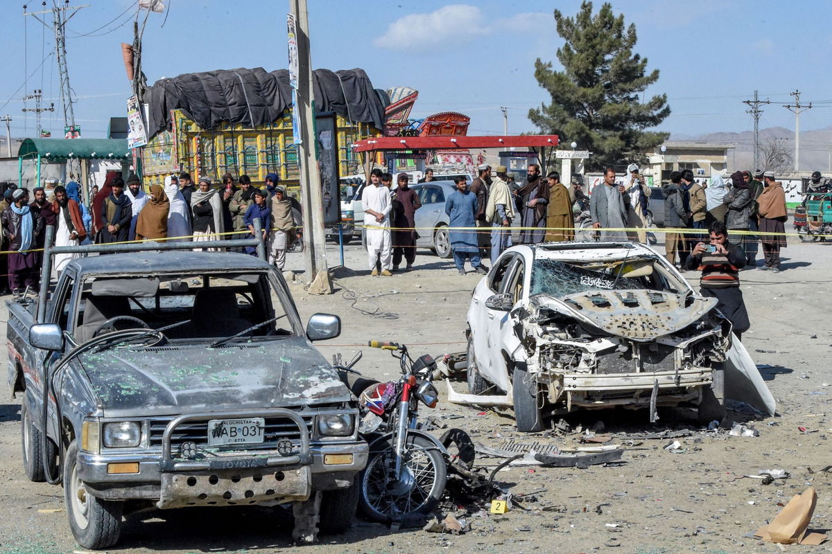 <i>Banaras Khan/AFP/Getty Images</i><br/>The site of a bomb blast outside the office of an independent candidate in Pishin district