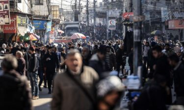 A crowded street in Rafah