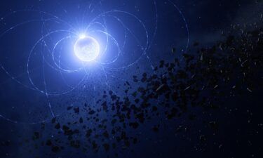 An artist's impression depicts a dead white dwarf star and its magnetic field
