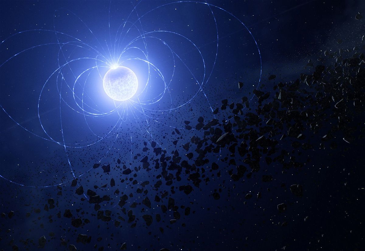 <i>L. Calçada/ESO via CNN Newsource</i><br/>An artist's impression depicts a dead white dwarf star and its magnetic field