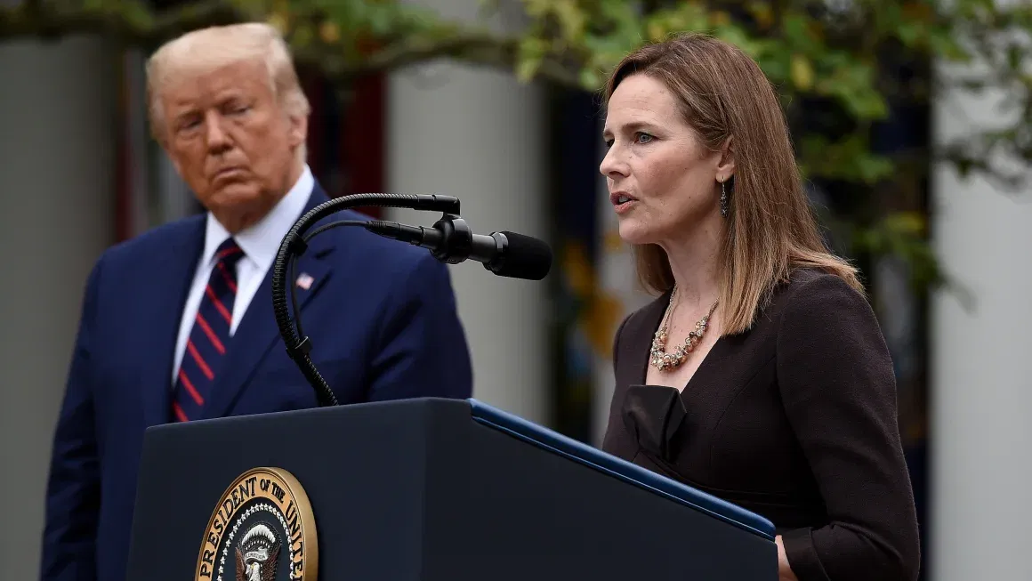 Judge Amy Coney Barrett speaks after being nominated to the US Supreme Court by President Donald Trump in the Rose Garden of the White House in Washington, DC on September 26, 2020.