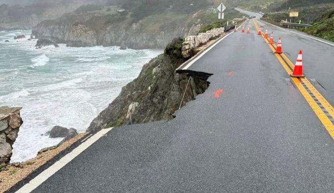 Highway 1 closed north of Big Sur because of compromised roadway