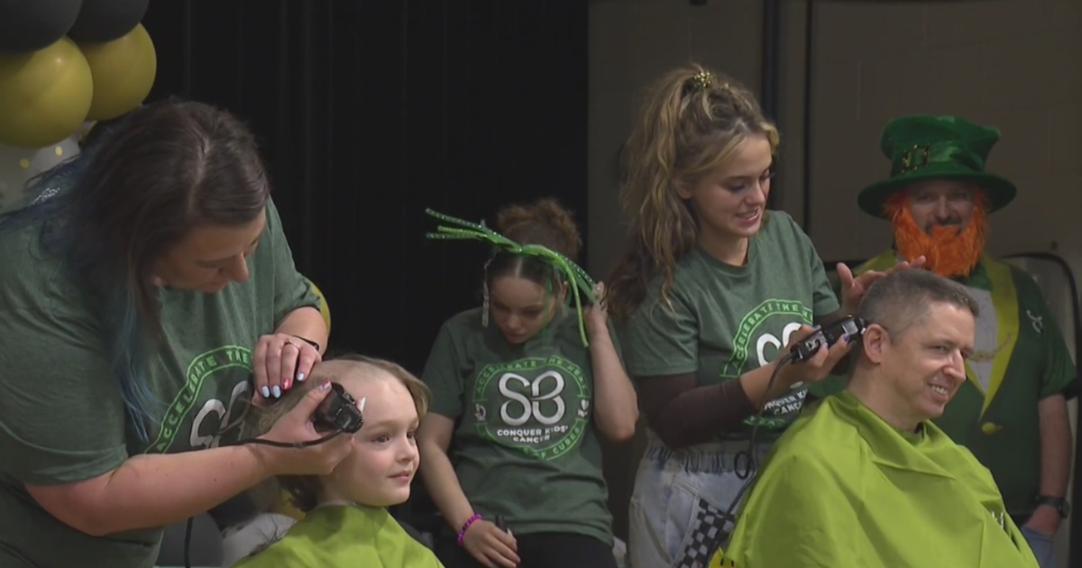 <i>KDKA via CNN Newsource</i><br/>Thirty kids at Aiken Elementary shaved their heads to benefit the nonprofit St. Baldrick's Foundation. In the lead-up to the event