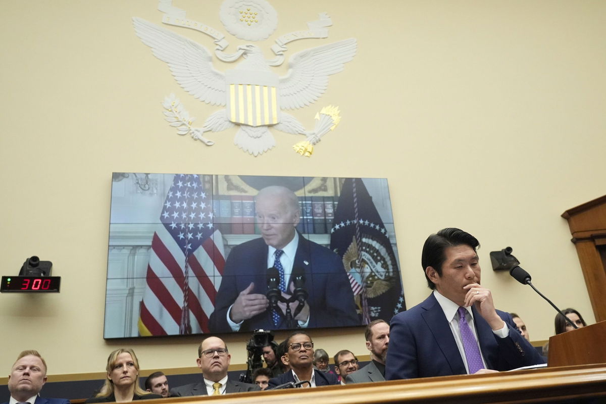 <i>Jacquelyn Martin/AP via CNN Newsource</i><br/>Department of Justice Special Counsel Robert Hur listens during a House Judiciary Committee hearing