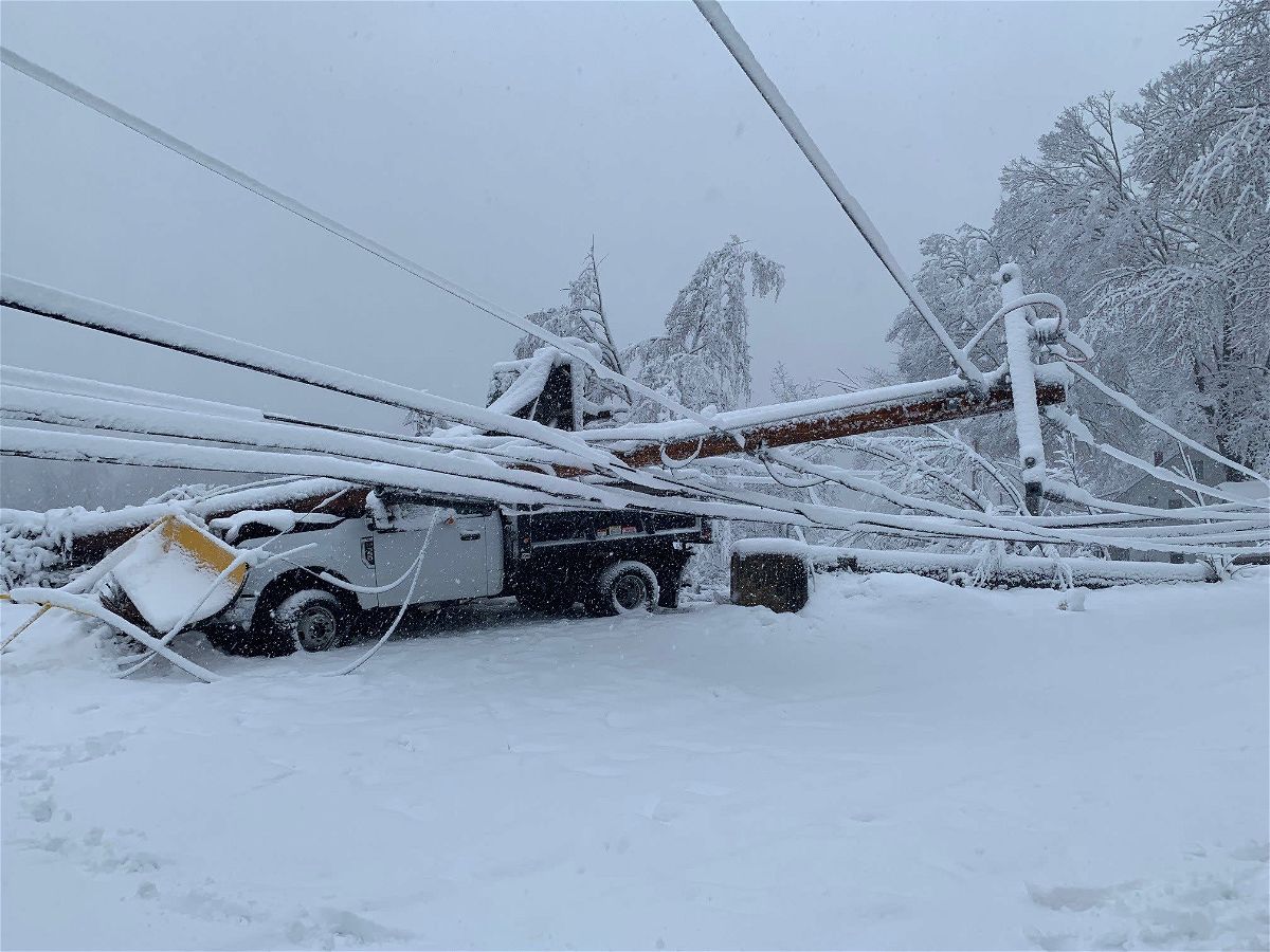 Widespread power outages were reported in Maine as a late season nor'easter brought heavy snow and strong winds.