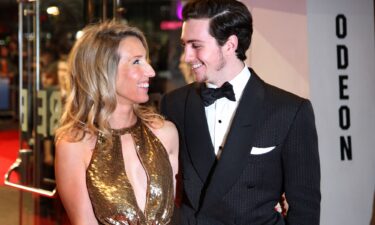 Sam Taylor-Johnson (left) and husband Aaron (right) pictured in London on April 8.