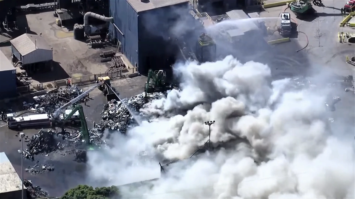 Redwood City Fire are battling a recycling plant fire. 