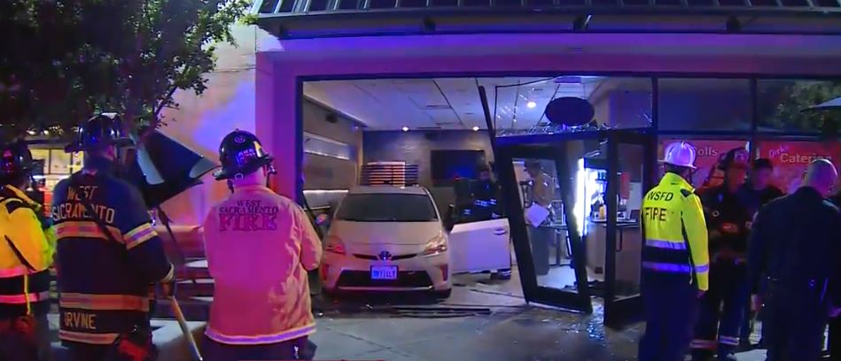 <i>KOVR via CNN Newsource</i><br/>A driver mistakes the gas pedal for brakes and smashes into West Sacramento restaurant Oishii Teriyaki Sushi.