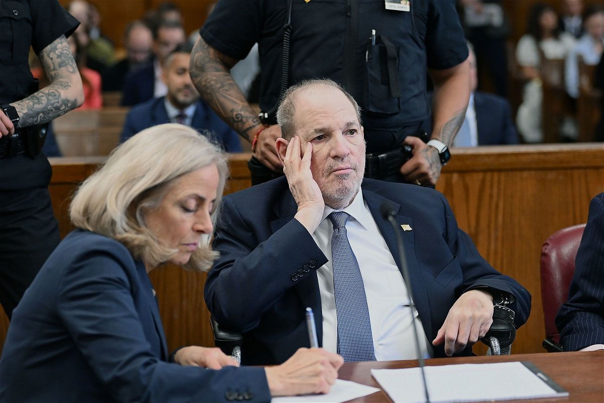 <i>Curtis Means/Pool/Getty Images via CNN Newsource</i><br/>Former film producer Harvey Weinstein appears at a hearing in Manhattan Criminal Court in New York City on May 1.