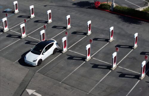 A Tesla Supercharger station in Petaluma