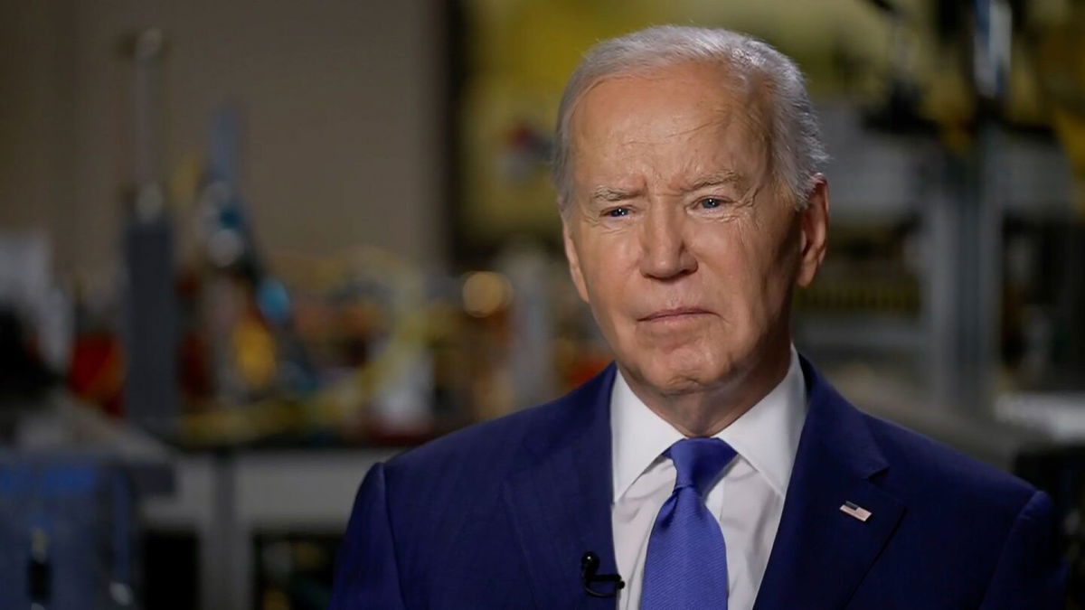 <i>CNN via CNN Newsource</i><br/>President Joe Biden seen on CNN speaking with CNN’s Erin Burnett on May 8