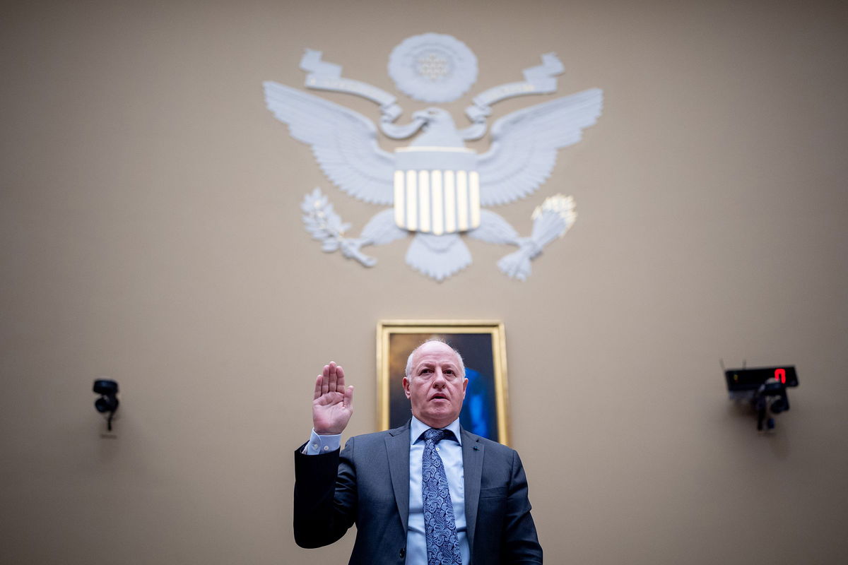 <i>Andrew Harnik/Getty Images via CNN Newsource</i><br/>EcoHealth Alliance President Dr. Peter Daszak is sworn in during a House Select Subcommittee hearing on the Coronavirus Pandemic on May 1.