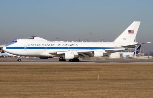 A United States US Air Force Boeing E-4B is seen in Munich