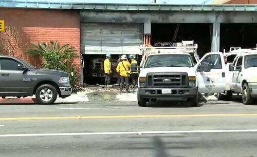 Firefighters responded to a Los Angeles County fire station in Huntington Park after flames scorched and damaged the building Wednesday morning.
