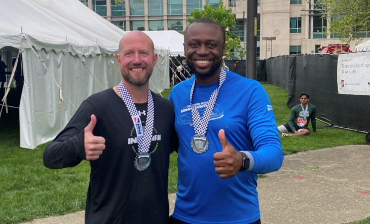 <i>WRTV via CNN Newsource</i><br/>David ran the Indianapolis Mini Marathon alongside one of his doctors