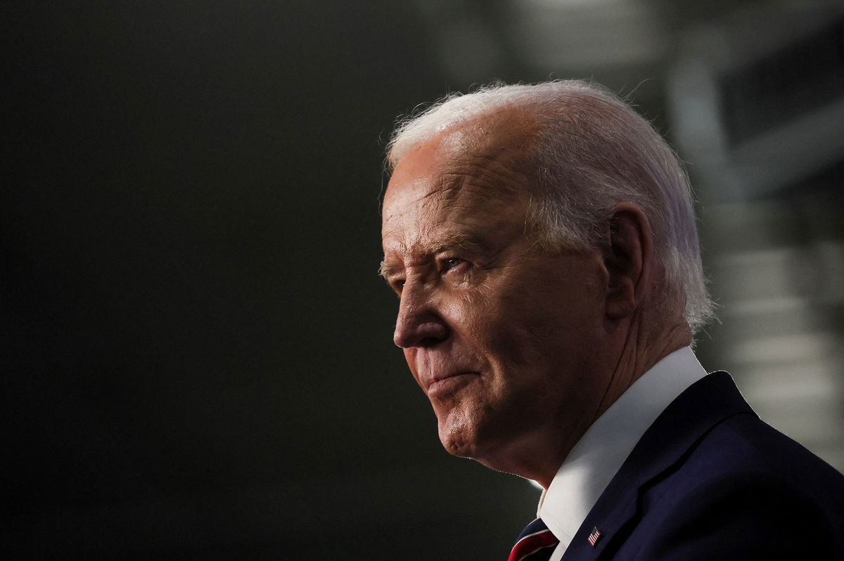 <i>Leah Millis/Reuters via CNN Newsource</i><br/>President Joe Biden is pictured in Nashua