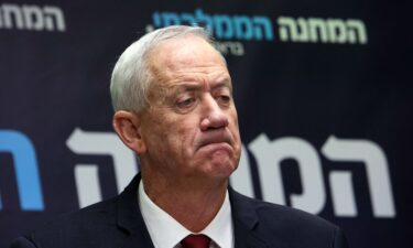 Israel's opposition leader and former defense minister Benny Gantz is pictured in Jerusalem on March 20