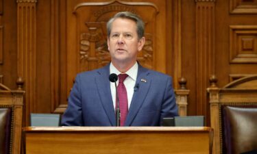 Georgia Gov. Brian Kemp delivers the State of the State address on the House floor of the state Capitol in January 2023